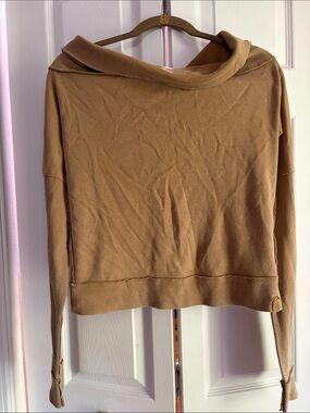 We The Free Camel Wide Cowl Neck Pullover Sweater